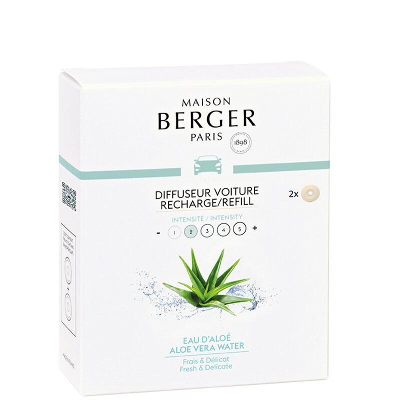 Lot de 2 recharges pour diffuseur voiture eau d aloe - maison berger paris