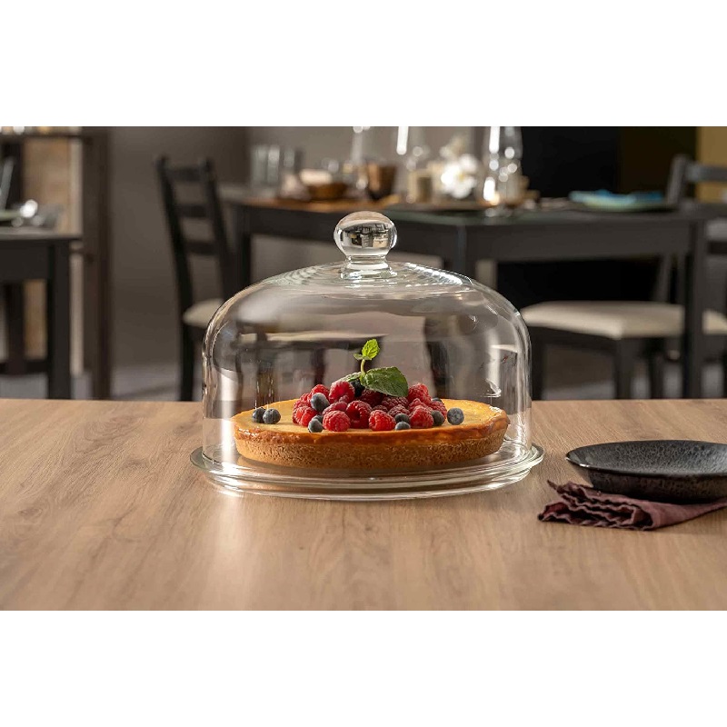 Plat a tarte limit 32 cm + cloche en verre - leonardo
