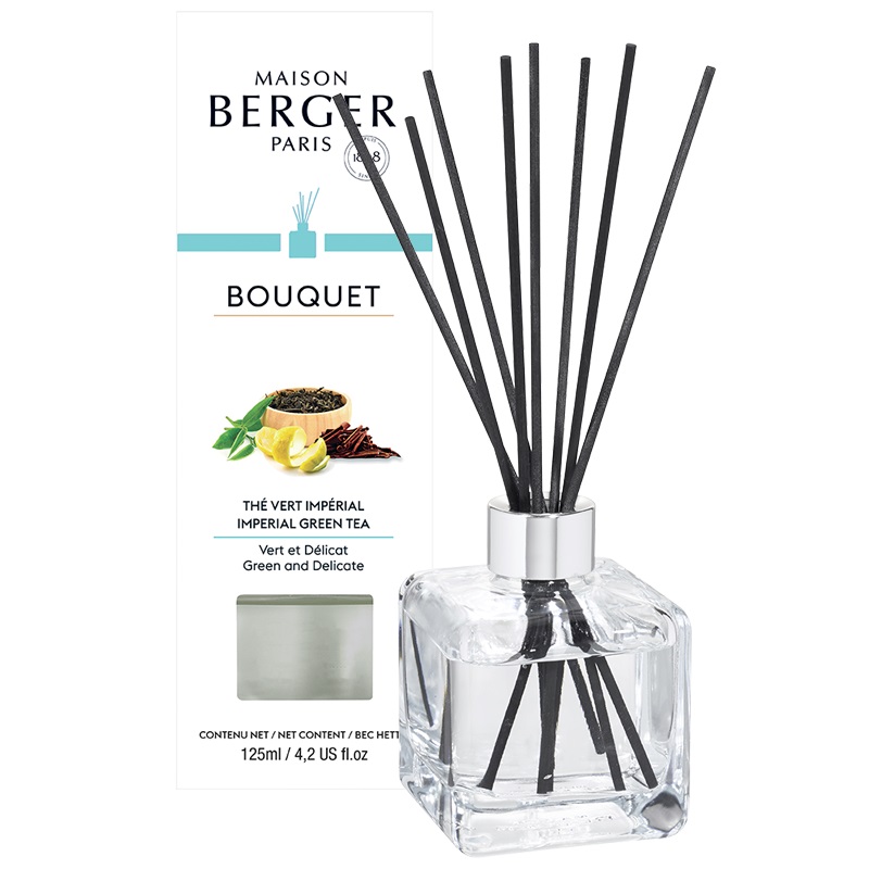 Bouquet cube brins parfumes 100 ml the vert imperial - maison berger paris