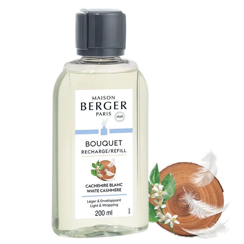 Recharge 200ml pour bouquet parfume cachemire blanc - maison berger paris