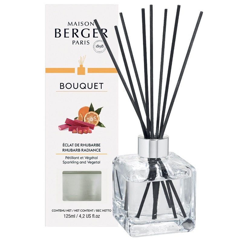Bouquet cube brins parfumes 100 ml eclat de rhubarbe - maison berger paris