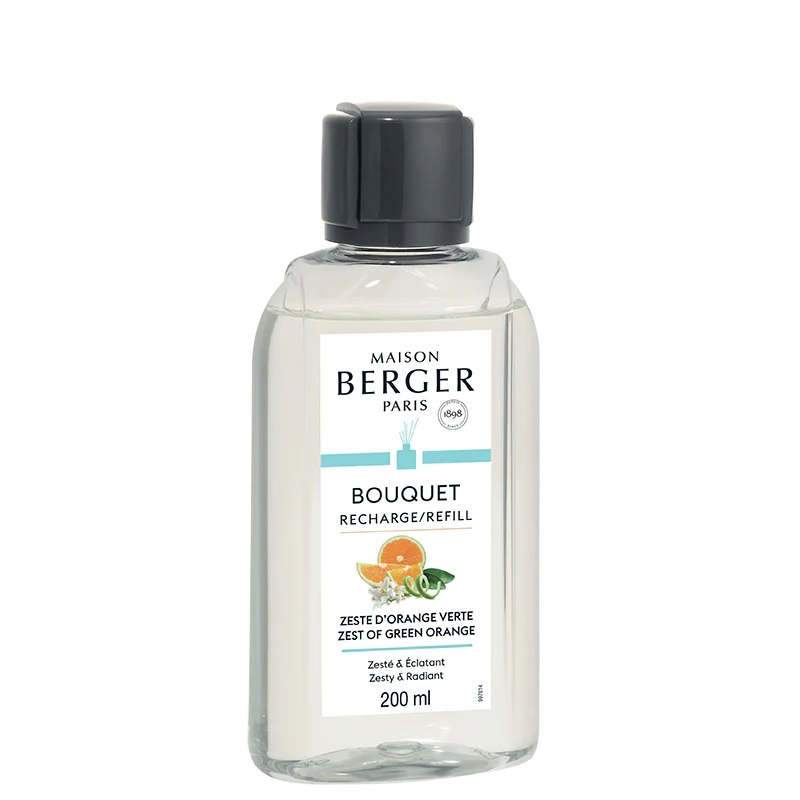 Recharge 200 ml pour bouquet parfumé zeste d'orange verte - maison berger paris