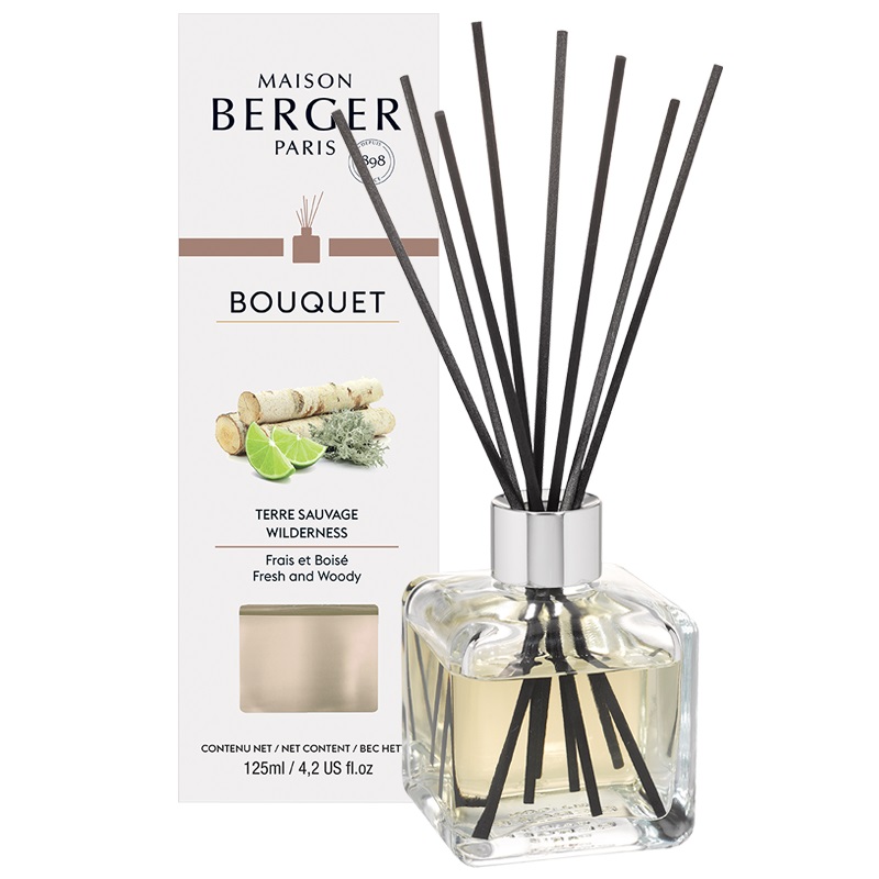 Bouquet cube brins parfumes 100 ml terre sauvage - maison berger paris