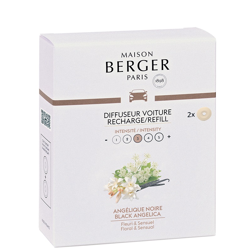 Lot de 2 recharges pour diffuseur voiture angelique noire - maison berger paris
