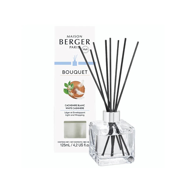 Bouquet cube brins parfumes 100 ml cachemire blanc - maison berger paris