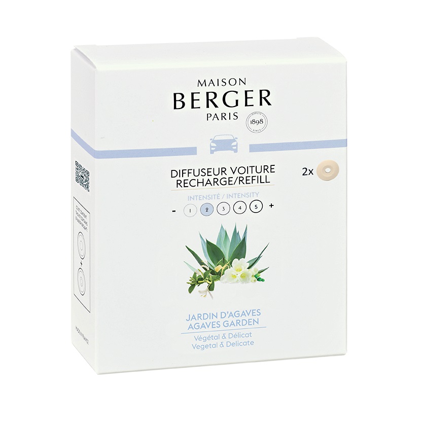 Lot de 2 recharges pour diffuseur voiture jardins d'agaves - maison berger paris