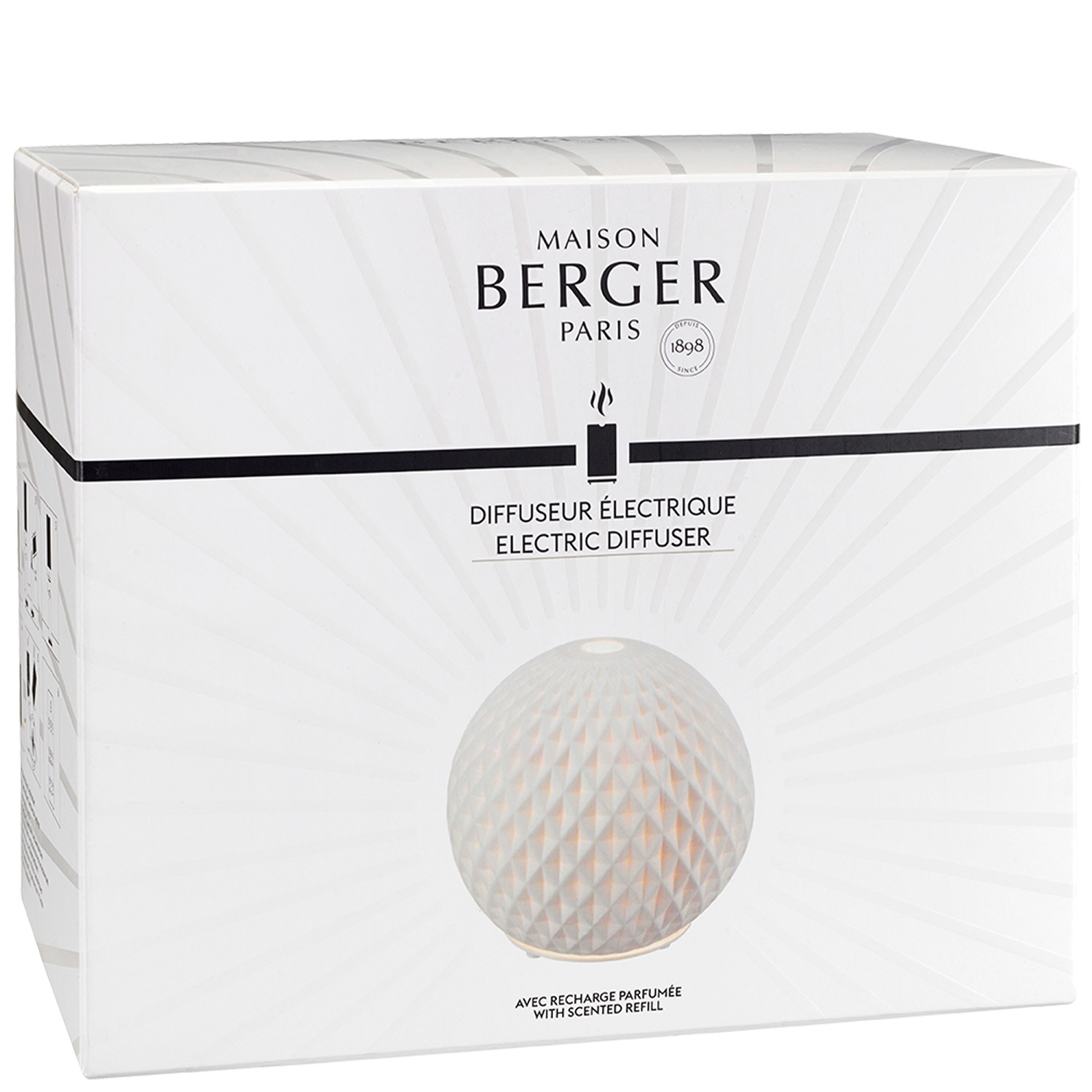 Diffuseur électrique sphère, thé blanc pureté - maison berger paris