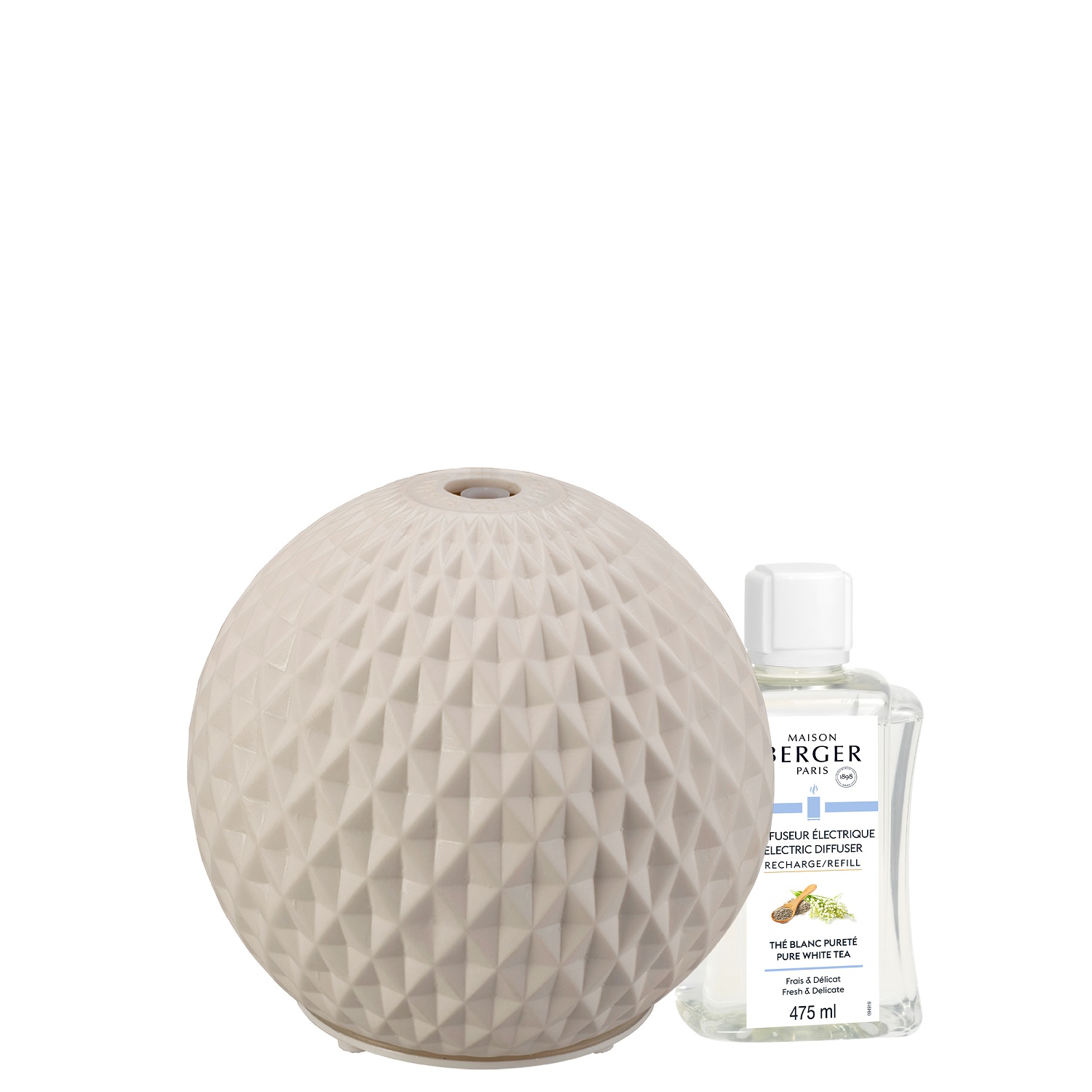 Diffuseur électrique sphère, thé blanc pureté - maison berger paris