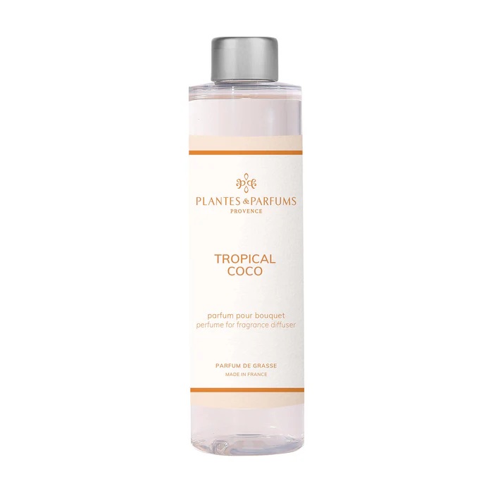 Recharge pour bouquet parfumé 200 ml tropical coco - plantes et parfums de provence