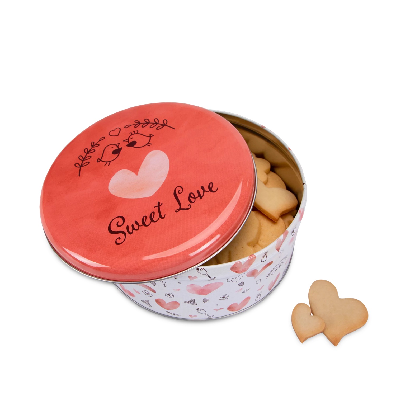 Boite à biscuit ronde en métal sweet love ø 16,5 cm / h 8 cm - stadter