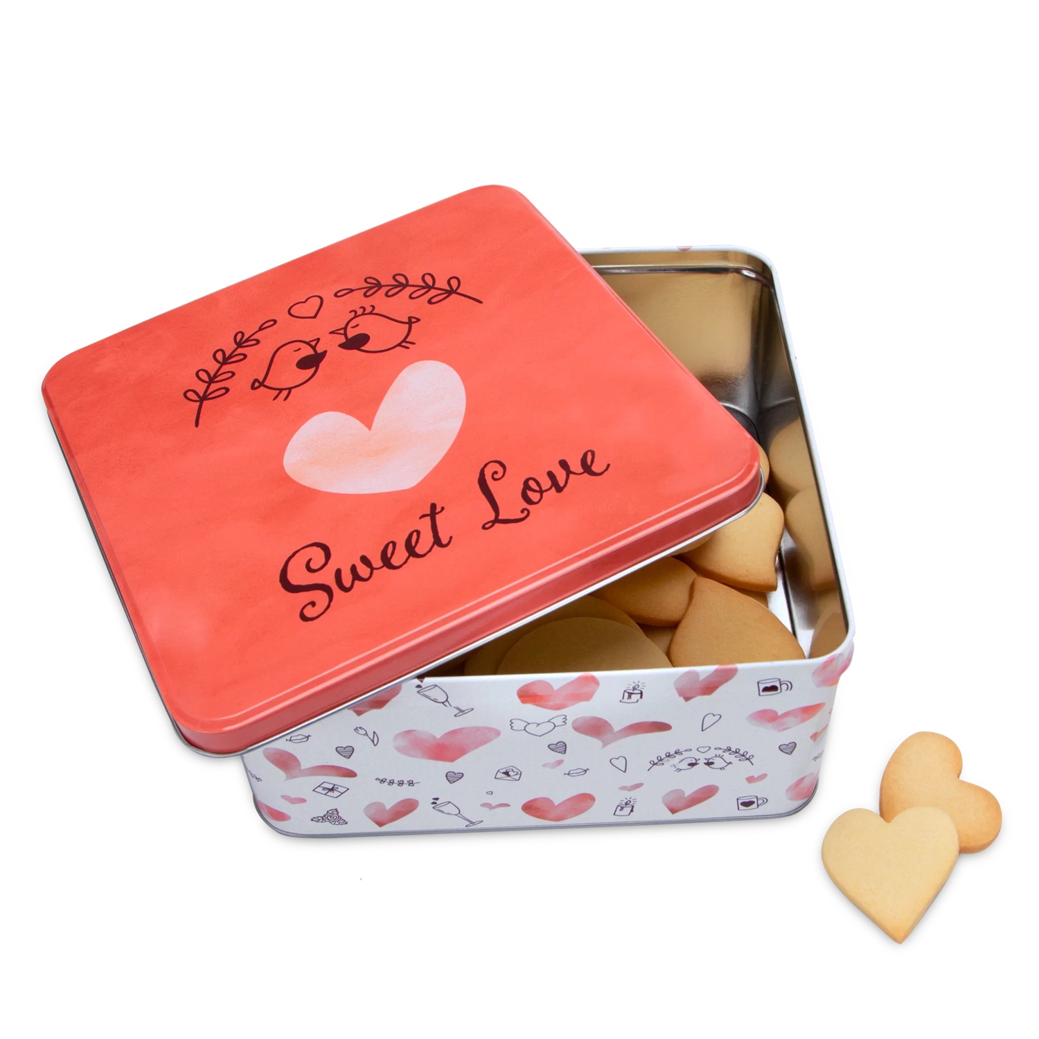 Boite à biscuit carrée en métal sweet love 21 x 21 x 10 cm - stadter