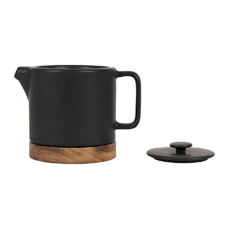 Theiere nordika en gres noir mat 0,7 l filtre inox - sema