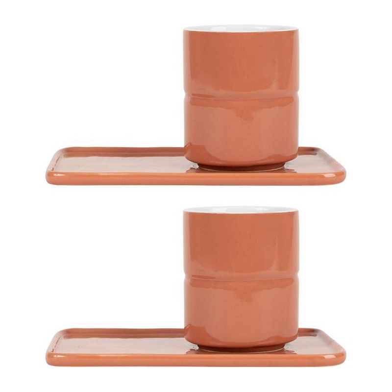 Lot de 2 gobelets a the ou cafe design terracotta 25 cl - sema