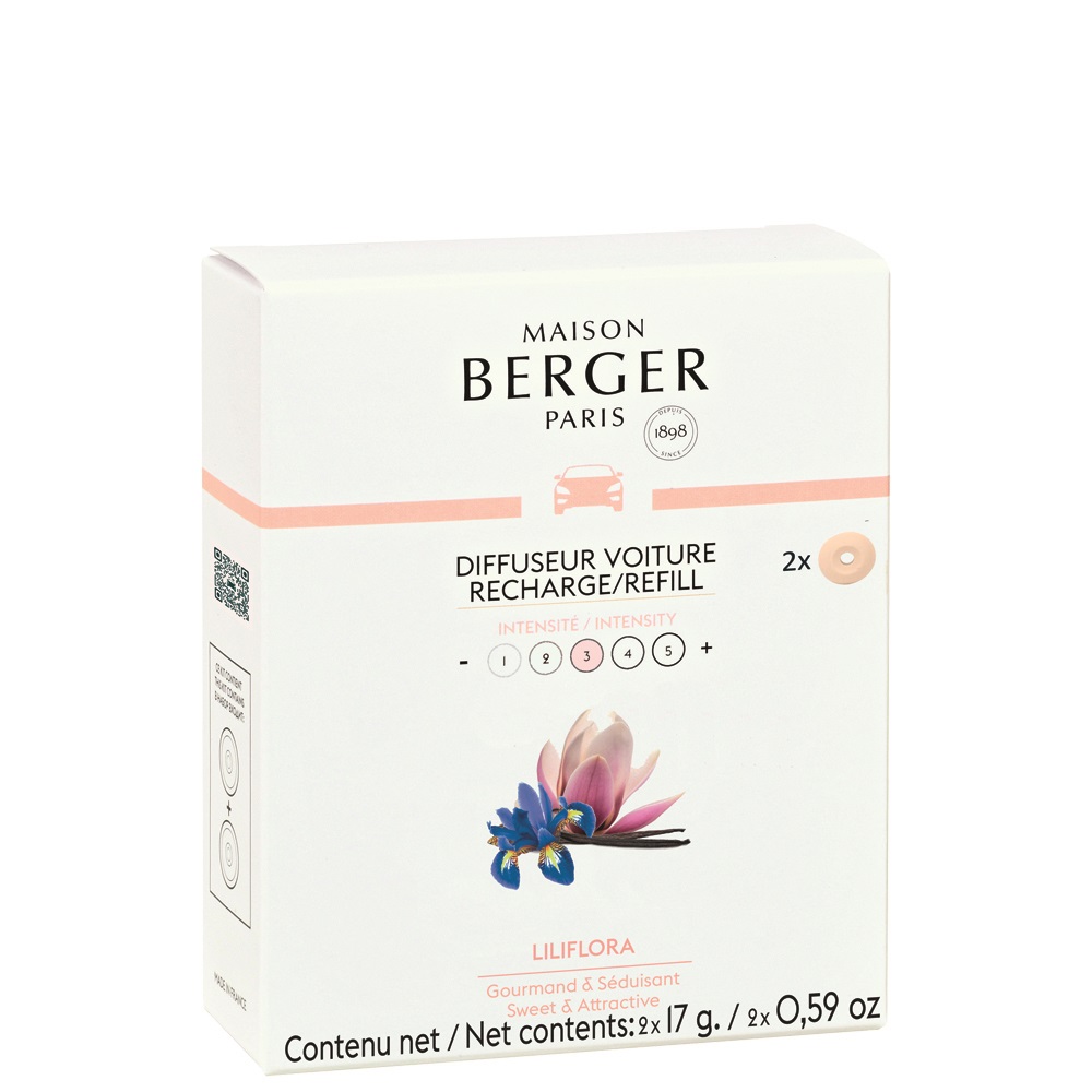 Lot de 2 recharges liliflora pour diffuseur voiture - maison berger paris
