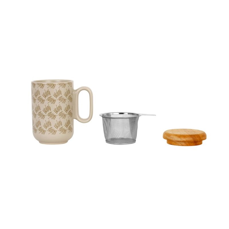 Tisanière baltika en grès beige décoré 0,5 l filtre inox - sema