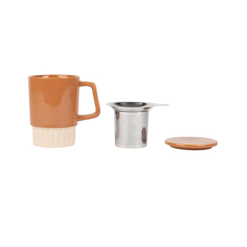 Tisanière cannelé en grès terra 50cl filtre inox - sema - sema