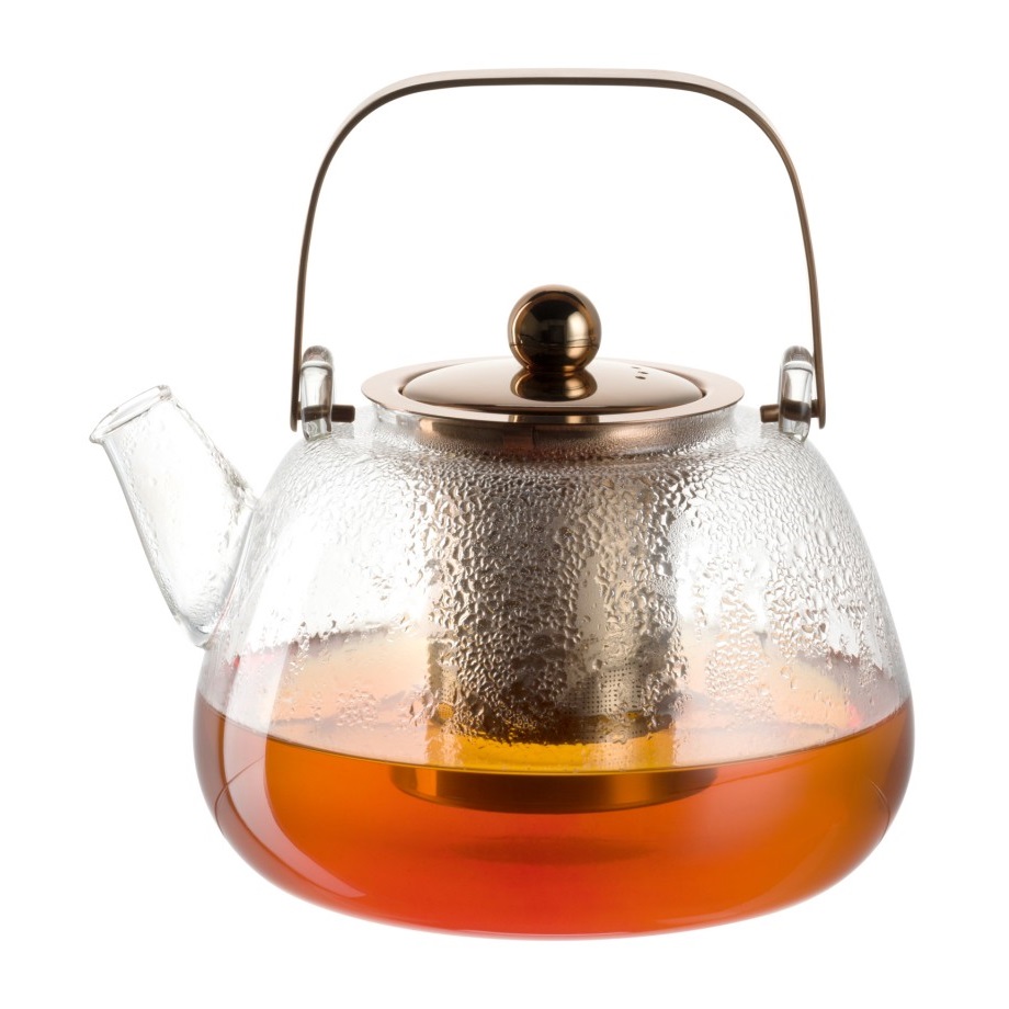 Théière en verre avec filtre et anse en inox 1,2 l tè per te - leonardo