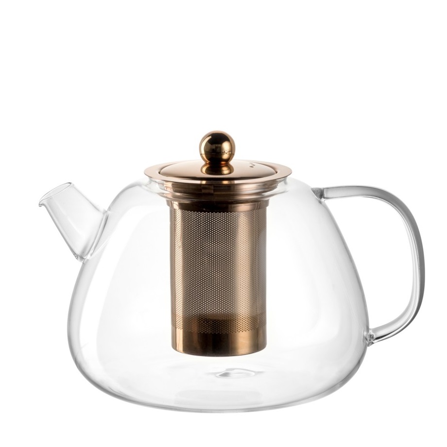 Théière en verre avec filtre et anse en inox 1,5 l tè per te - leonardo