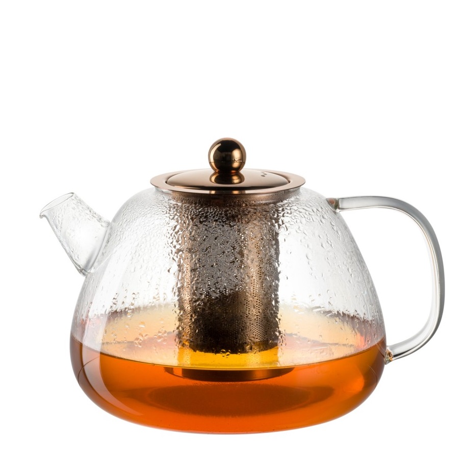 Théière en verre avec filtre et anse en inox 1,5 l tè per te - leonardo