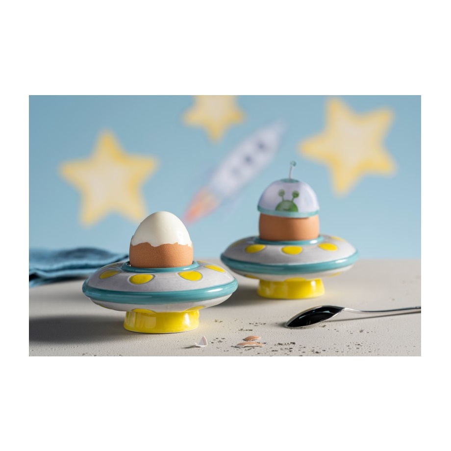 Coquetier pour enfant bambini avventura forme ovni soucoupe volante - leonardo 