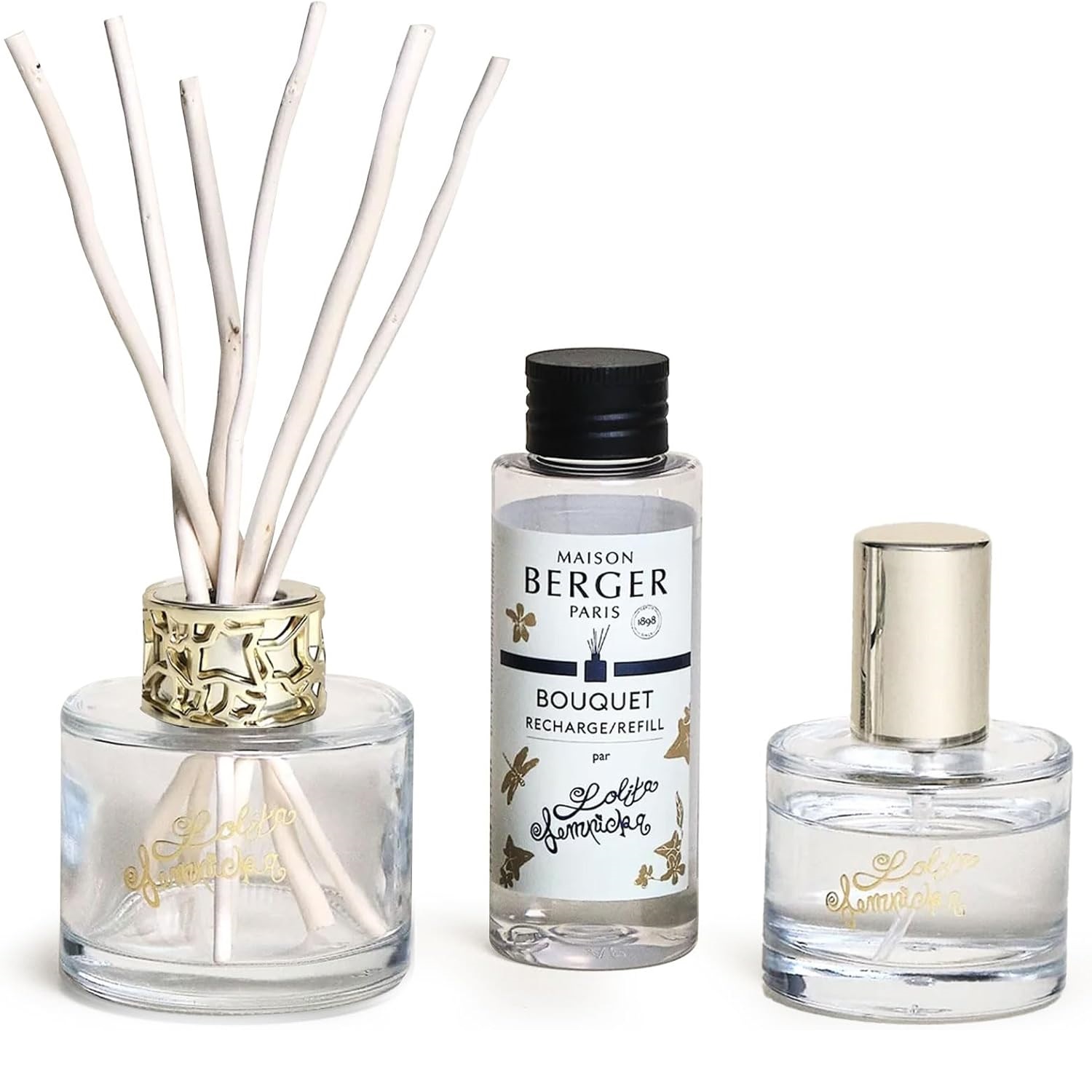 Lolita lempicka transparent - coffret duo mini bouquet & spray d’intérieur - maison berger paris