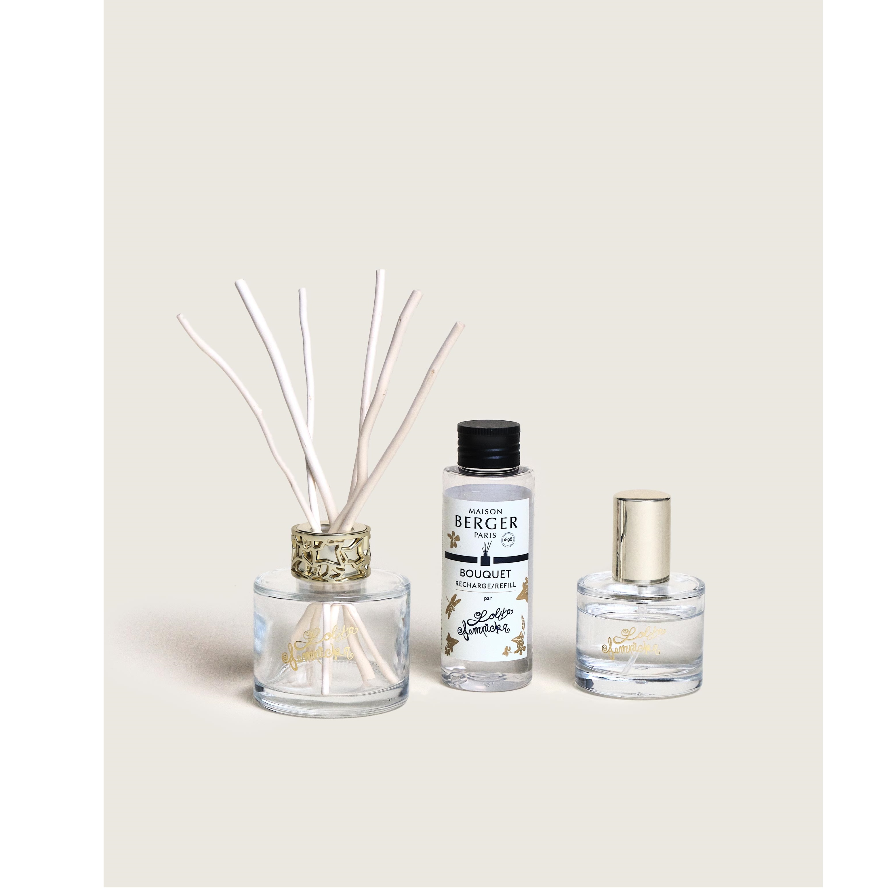 Lolita lempicka transparent - coffret duo mini bouquet & spray d’intérieur - maison berger paris