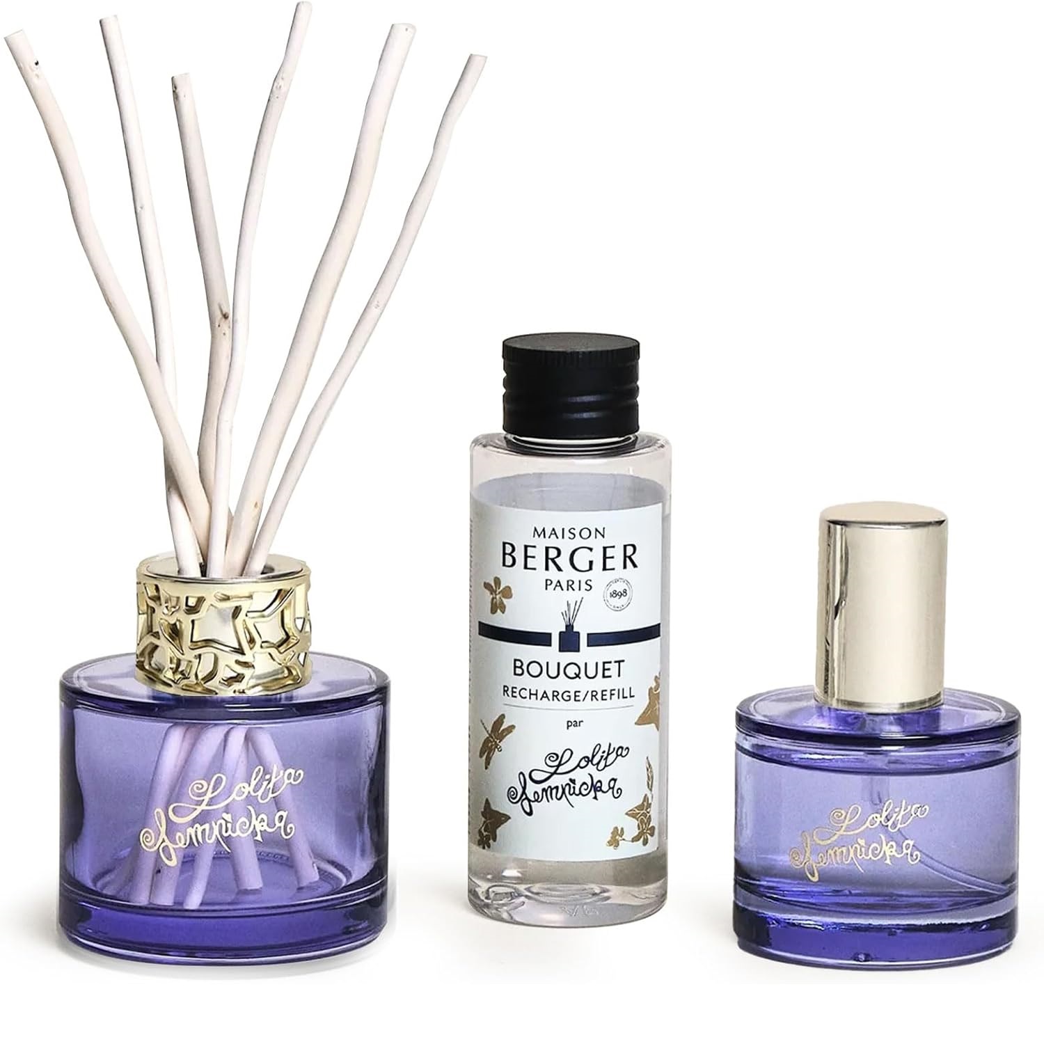 Lolita lempicka parme - coffret duo mini bouquet & spray d’intérieur - maison berger paris