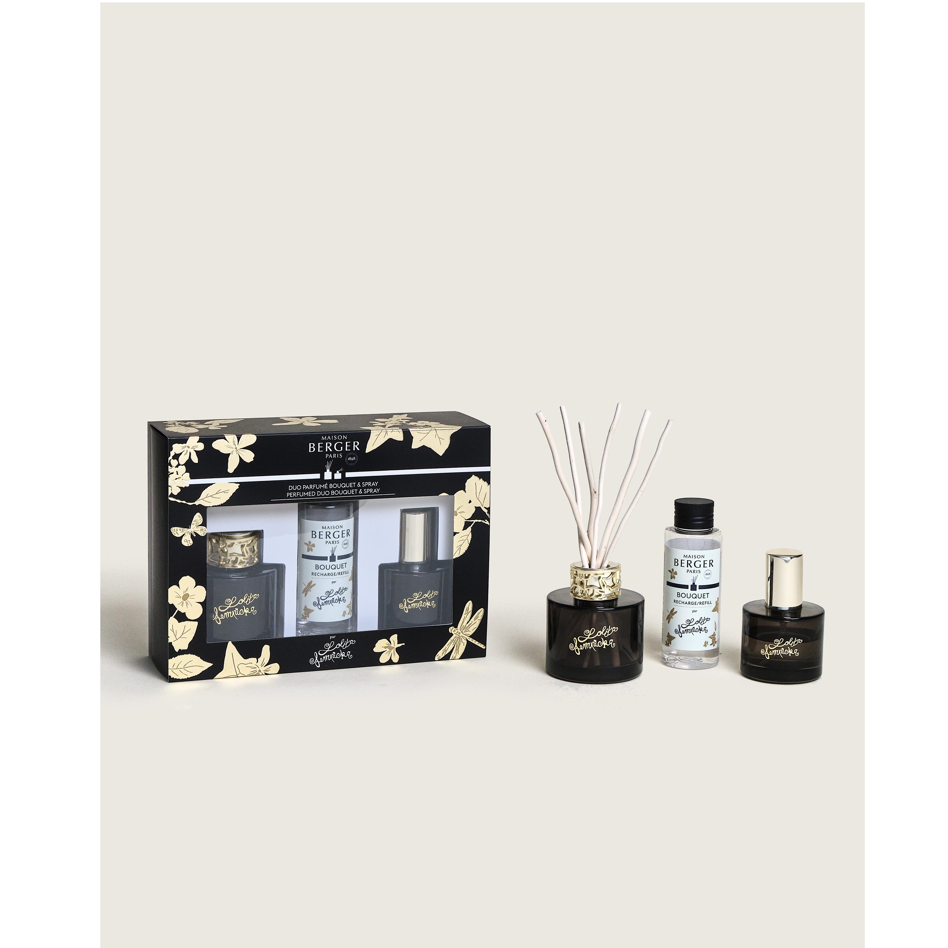 Lolita lempicka black edition - coffret duo mini bouquet & spray d’intérieur - maison berger paris