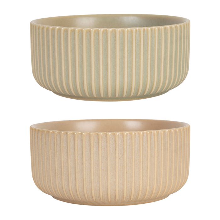 Lot de 2 saladiers sweet leaves nude et amandes d16 xh7 cm grès - sema