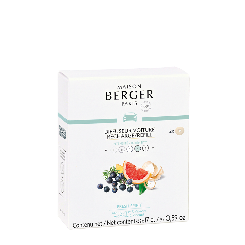Fresh spirit, lot de 2 recharges diffuseur voiture - maison berger paris