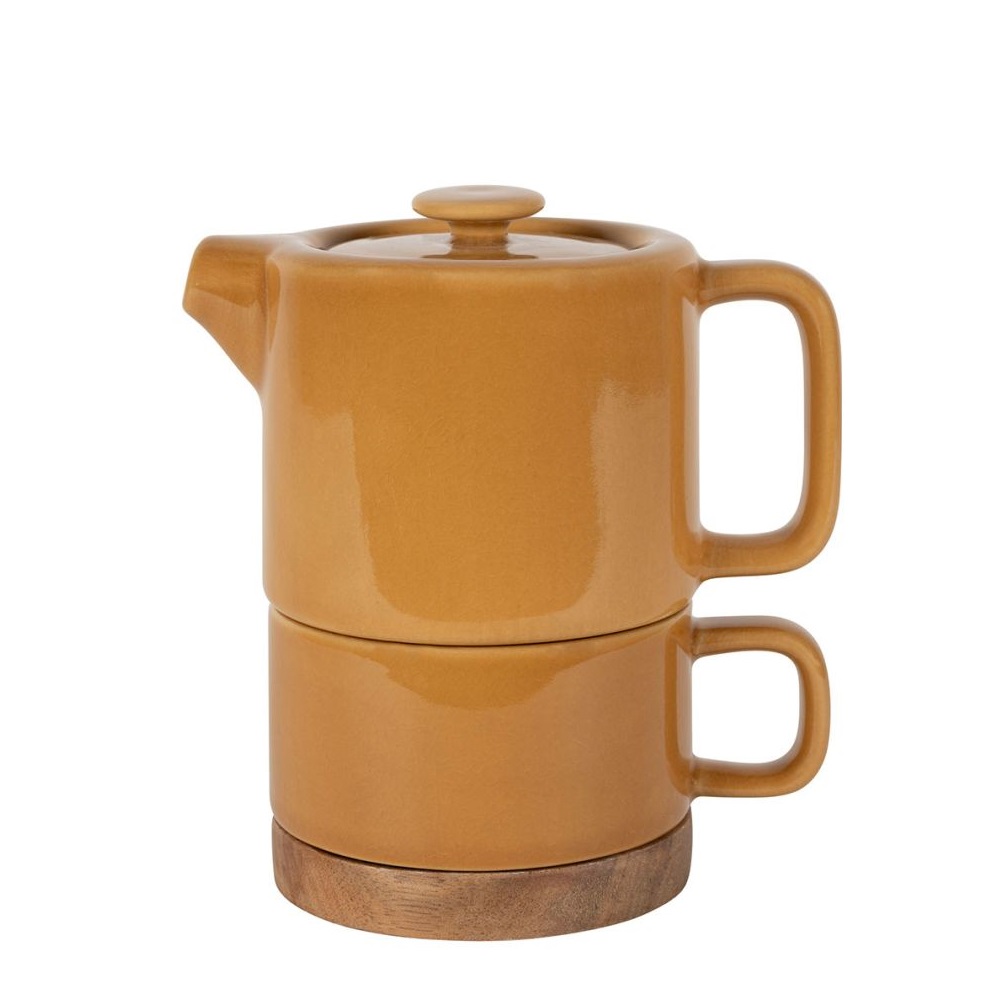 Théière égoiste avec filtre inox - nordika moutarde craquelé 45cl + 25cl - sema