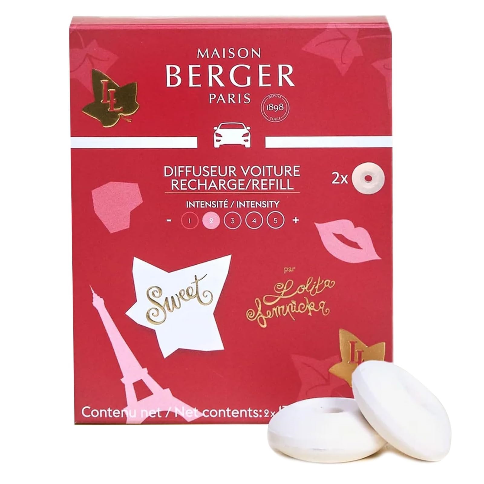Lolita lempicka sweet - lot de 2 recharges pour diffuseur de voiture - maison berger paris
