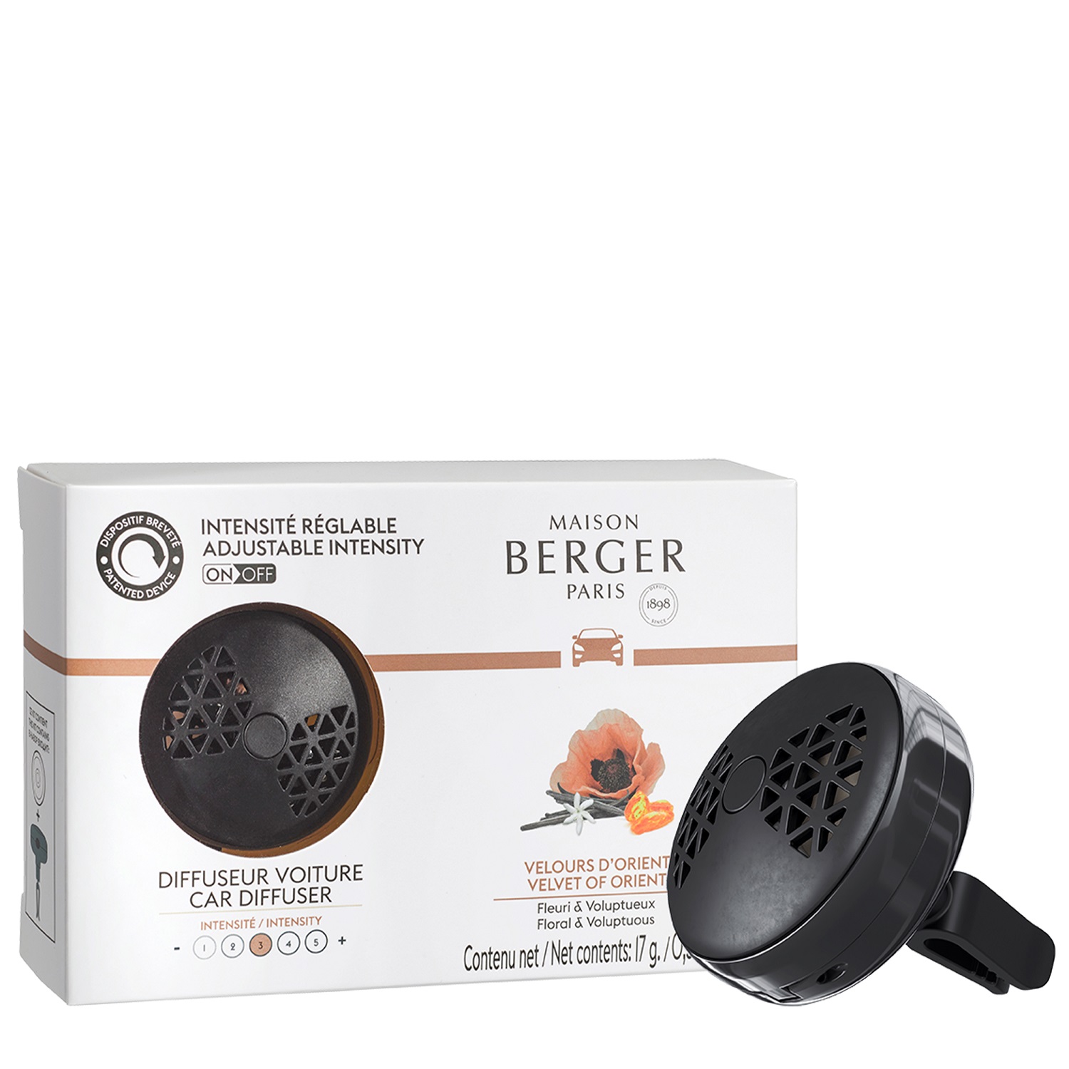 Diffuseur voiture modulable velours d'orient - maison berger paris