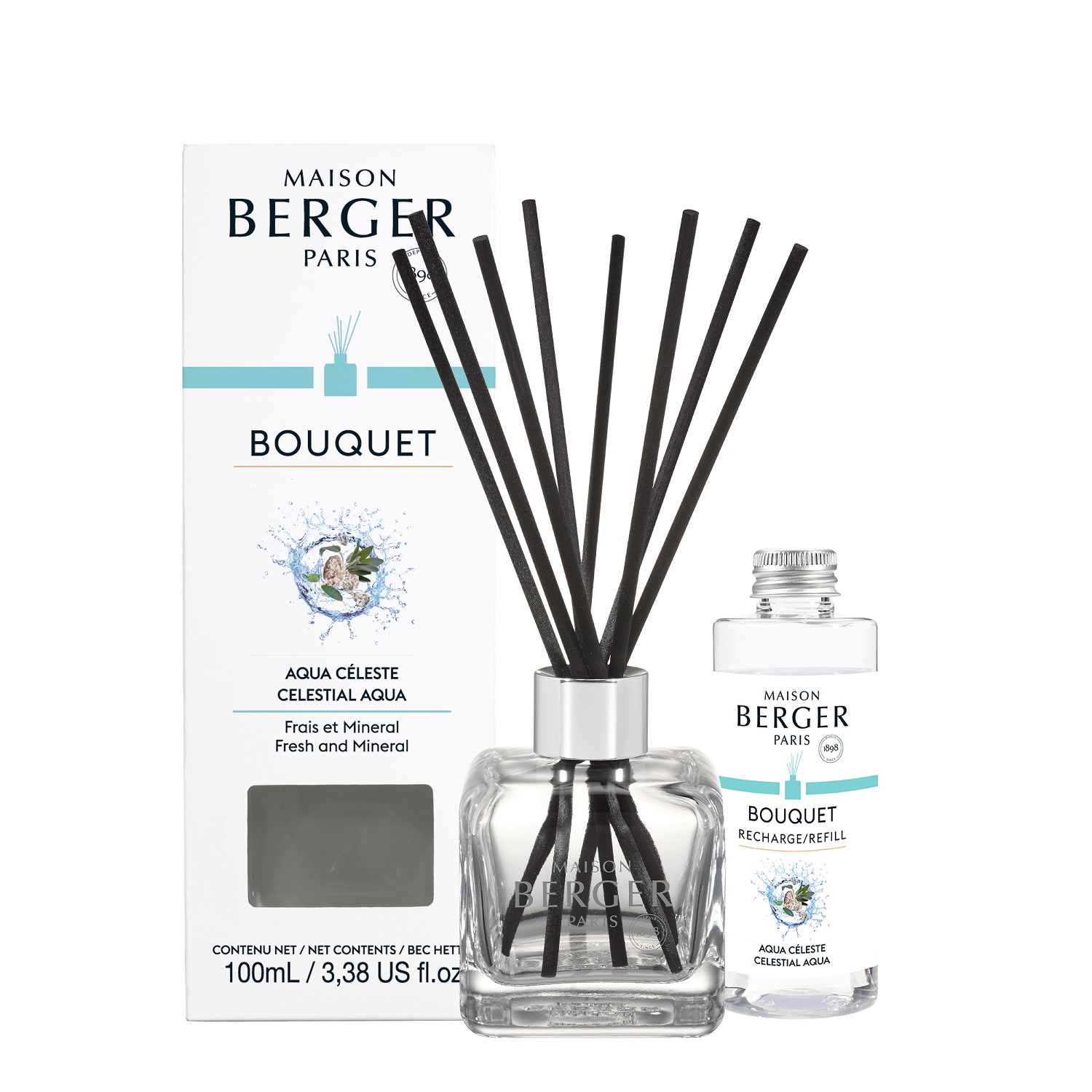Aqua céleste - bouquet cube parfumé 100ml - maison berger paris