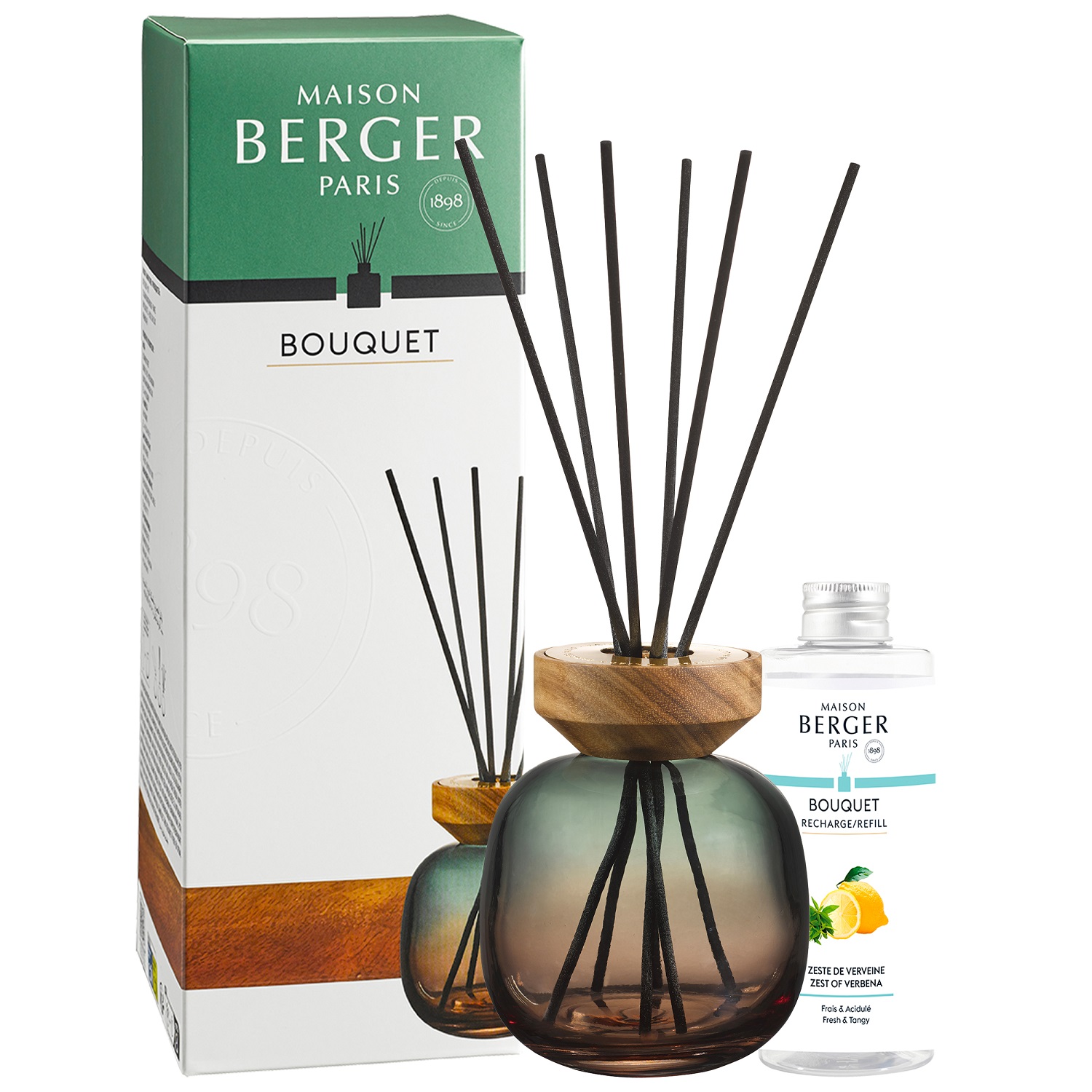 Bouquet parfumé wood vert prune, zeste de verveine - maison berger paris