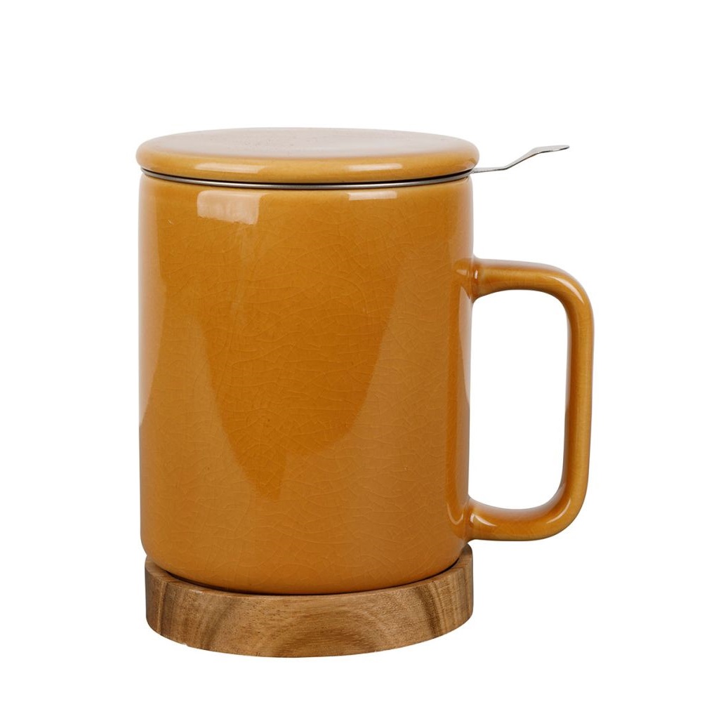 Tisanière nordika en grès moutarde craquelé 35 cl filtre inox - sema