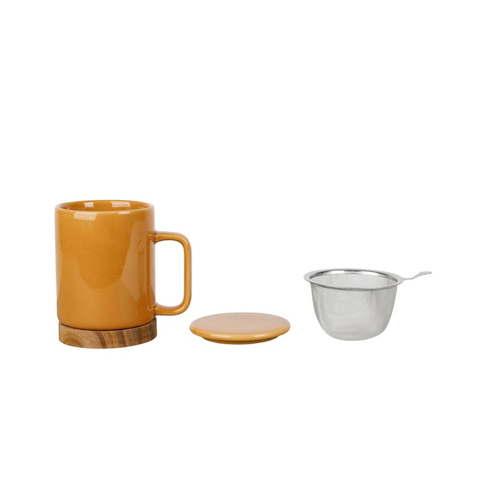 Tisanière nordika en grès moutarde craquelé 35 cl filtre inox - sema