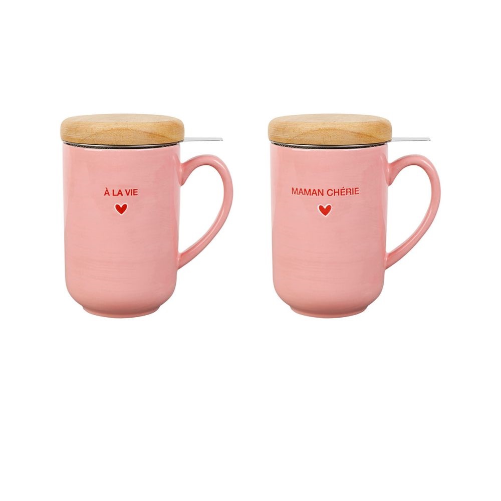 Lot de 2 tisanières douce amour 45 cl filtre inox - sema