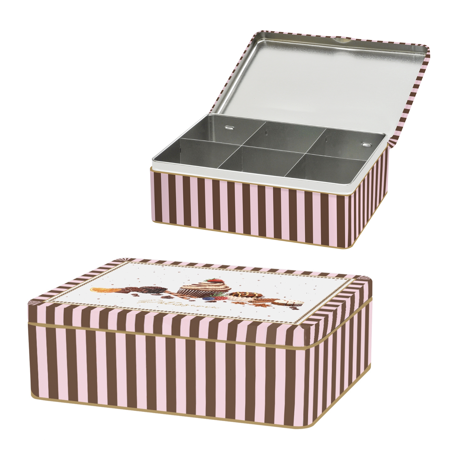 Sweet moments, boite à sachets de thé en métal 20 x 15,5 x 7 cm - easylife