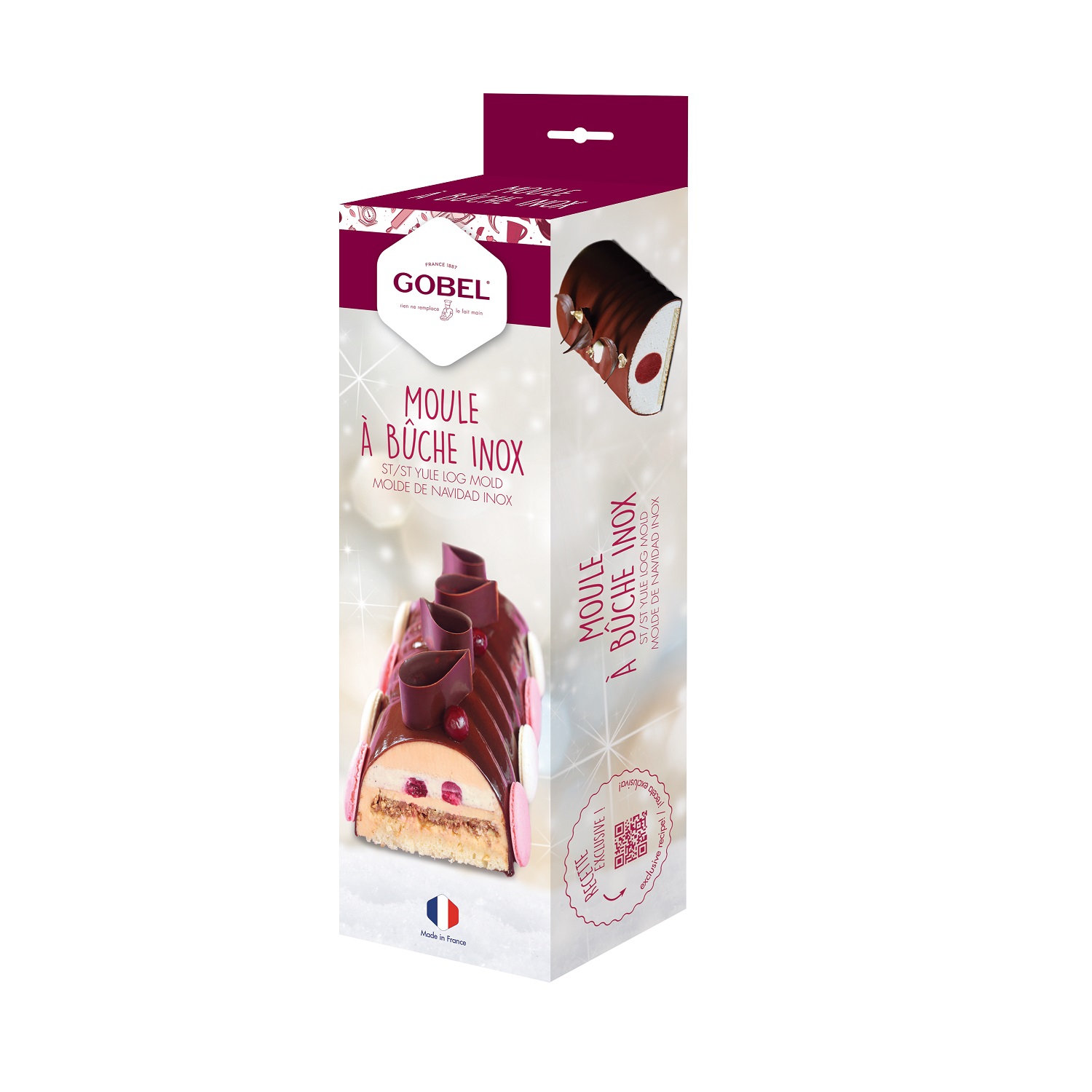 Moule à bûche en inox 30 cm embouts amovibles pour 8/10 personnes - gobel