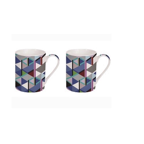 Coffret 2 mugs en porcelaine 30cm digital wave - jd diffusion