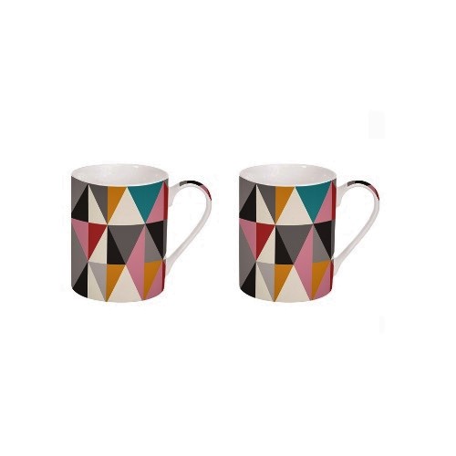 Coffret 2 mugs en porcelaine fine 30cl digital wave - jd diffusion