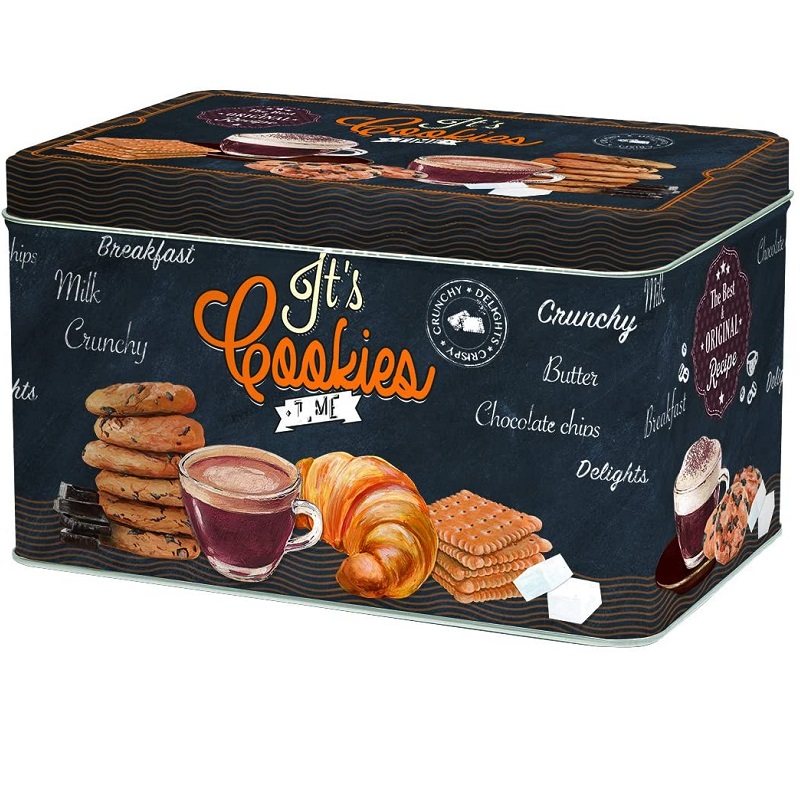 Boite a biscuits en metal 22 x14 x 13 cm decor it's cookies time - easylife