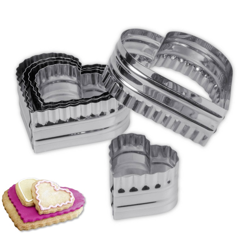 Lot de 6 emportes pieces a patisserie coeurs 5 à10,5 cm - stadter