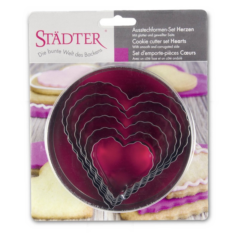 Lot de 6 emportes pieces a patisserie coeurs 5 à10,5 cm - stadter