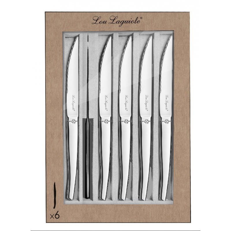 Coffret 6 couteaux à steak jet miroir - amefa