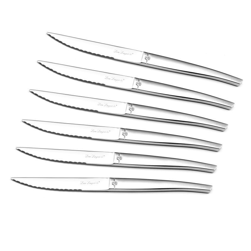 Coffret 6 couteaux à steak jet miroir - amefa