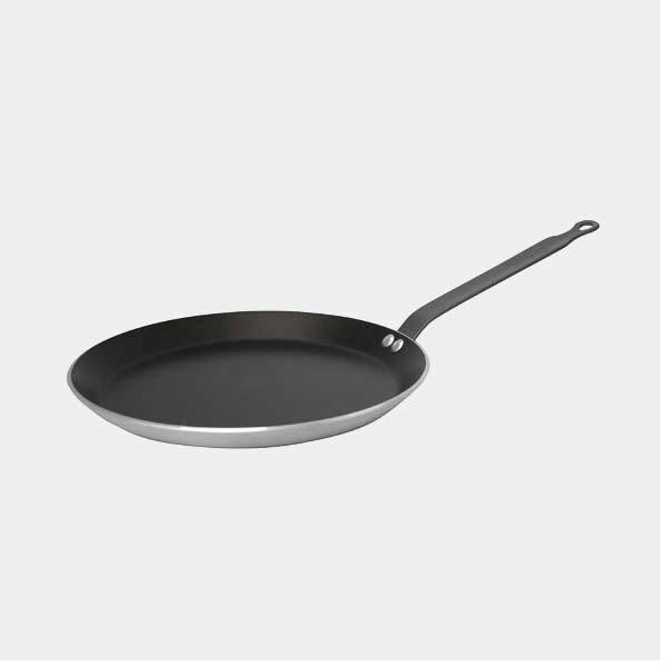 Poele a crepes 26 cm anti adhesive choc resto induction - queue feuillard rivetee - de buyer