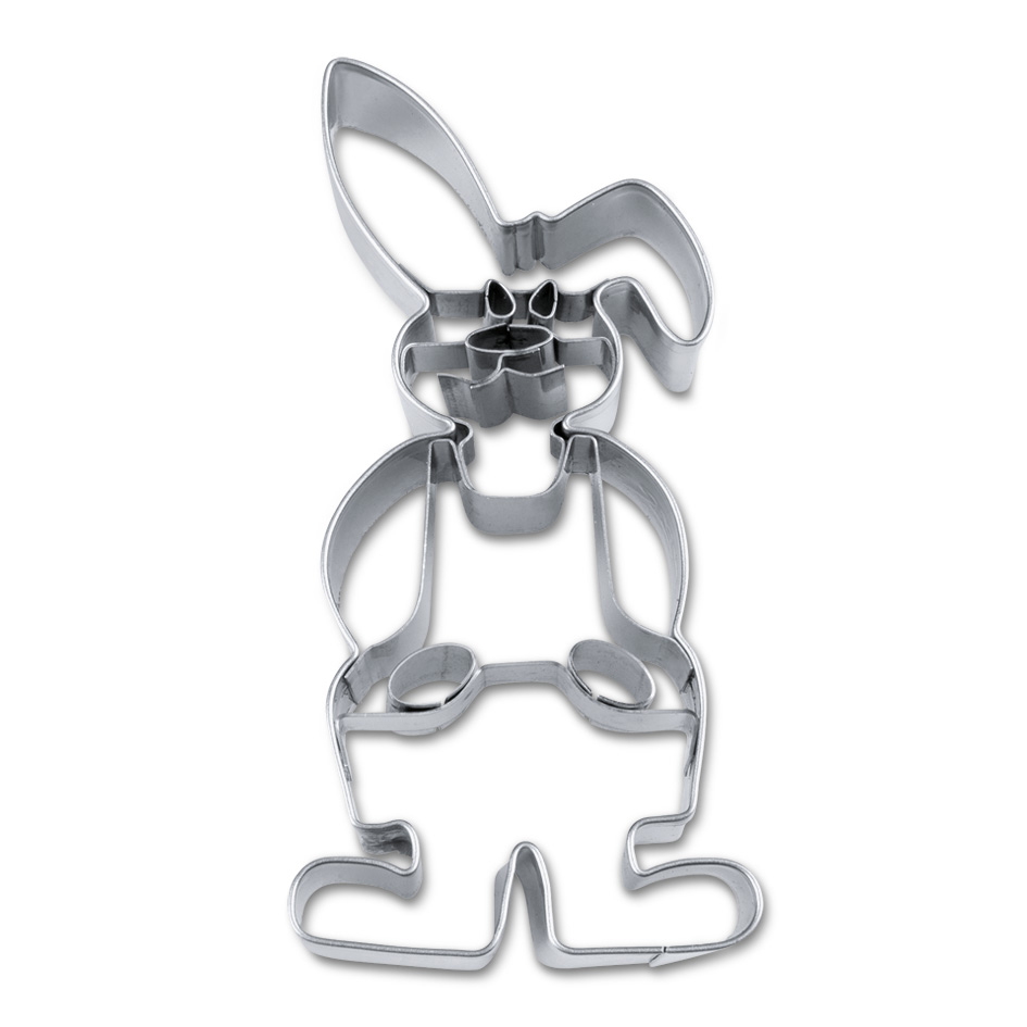 Emporte piece en inox forme lapin de paques en salopette 8 cm - stadter