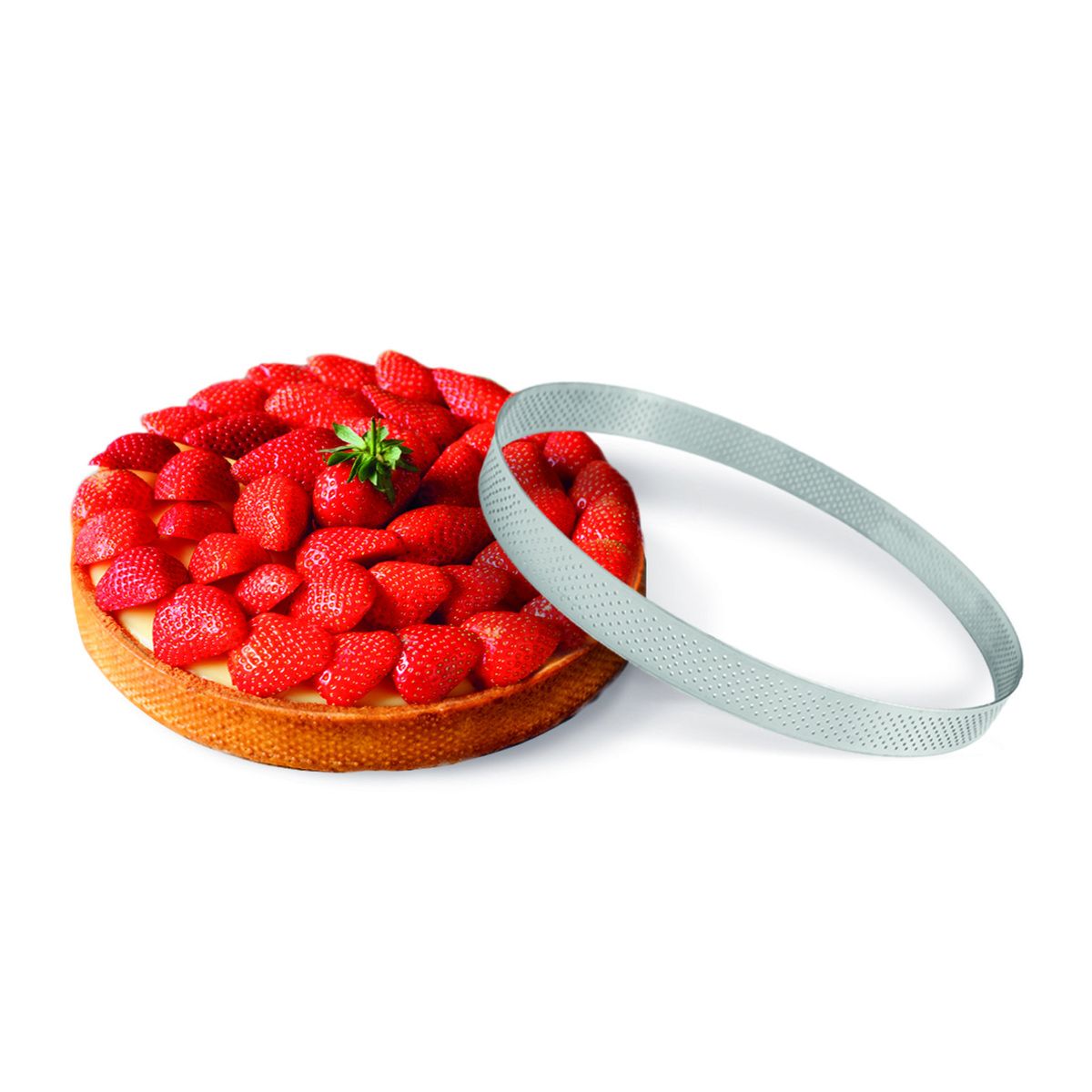 Cercle à tarte perforée en inox ø 18cm h3,5 cm - gobel